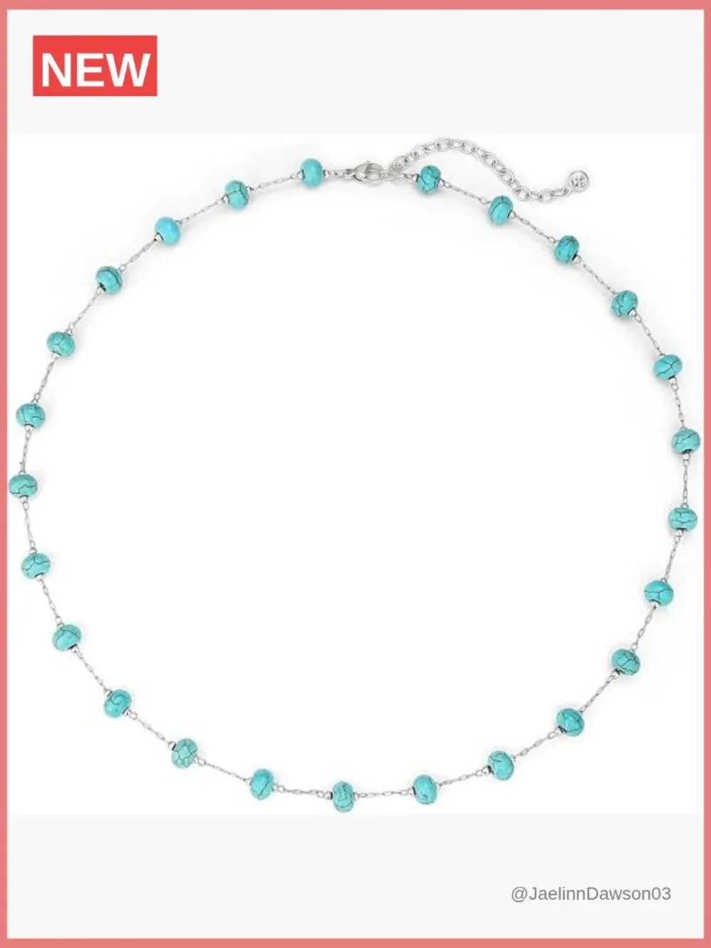 Turquoise Beaded Choker Necklace 14K Gold Plated Heart Charm Boho